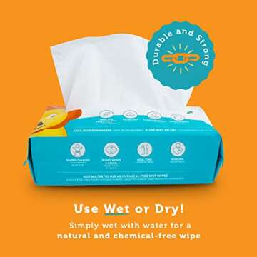 100% Pure Cotton Dry Wipes | 200 Count | Use Wet or Dry | Soft & Sensitive | Hypoallergenic | Extra ...
