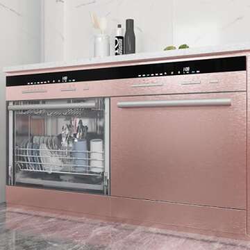 VEELIKE 15.7''x354'' Rose Gold Brushed Stainless Steel Contact Paper Pee and Stick Stainless Steel Wallpaper for Appliances Dishwasher Refrigerator Covers Self Adhesive Metallic Vinyl Roll for Kitchen