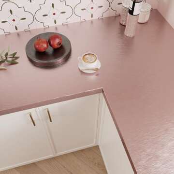 VEELIKE 15.7''x354'' Rose Gold Brushed Stainless Steel Contact Paper Pee and Stick Stainless Steel Wallpaper for Appliances Dishwasher Refrigerator Covers Self Adhesive Metallic Vinyl Roll for Kitchen