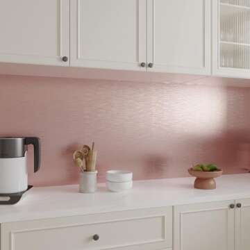 VEELIKE 15.7''x354'' Rose Gold Brushed Stainless Steel Contact Paper Pee and Stick Stainless Steel Wallpaper for Appliances Dishwasher Refrigerator Covers Self Adhesive Metallic Vinyl Roll for Kitchen