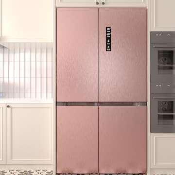 VEELIKE 15.7''x354'' Rose Gold Brushed Stainless Steel Contact Paper Pee and Stick Stainless Steel Wallpaper for Appliances Dishwasher Refrigerator Covers Self Adhesive Metallic Vinyl Roll for Kitchen