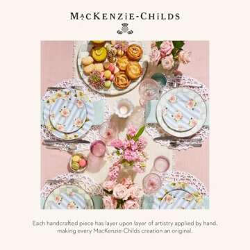 MACKENZIE-CHILDS 5-Piece Flatware Set, Cute Silverware Set with Salad Fork, Dinner Fork, Knife, Spoon, and Teaspoon, Check