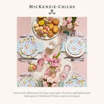 MACKENZIE-CHILDS 5-Piece Flatware Set, Cute Silverware Set with Salad Fork, Dinner Fork, Knife, Spoon, and Teaspoon, Check