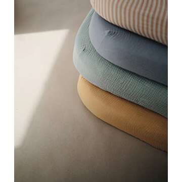 mushie Extra Soft Muslin Fitted Crib Sheet | 192 Thread Count | 28"x 52" (Fall Yellow)