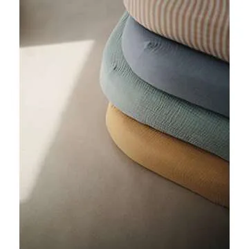 mushie Extra Soft Muslin Fitted Crib Sheet | 192 Thread Count | 28"x 52" (Fall Yellow)
