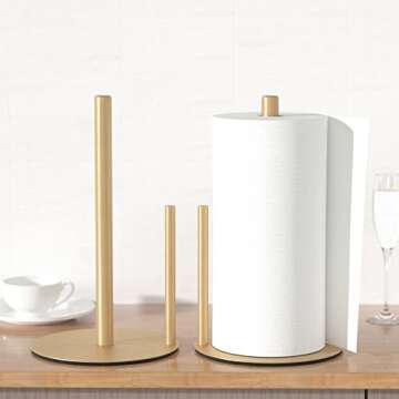 Paper Towel Holder Gold Kitchen Roll Holder, Premium Stainless Steel Paper Towel Holder for Kitchen ...