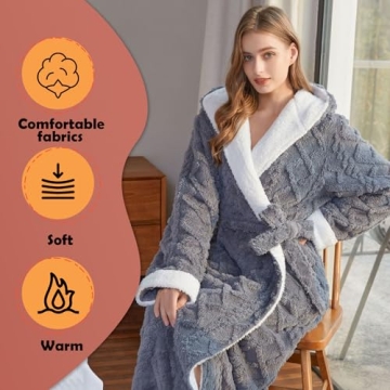 Oksun Women's Long Sherpa Fleece Robe for Cozy Comfort