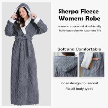 Oksun Women's Long Sherpa Fleece Robe for Cozy Comfort