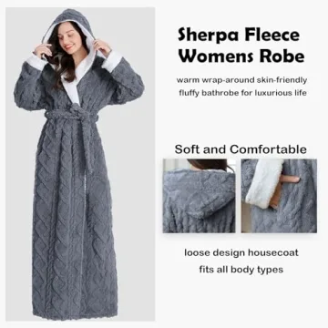Oksun Women's Long Sherpa Fleece Robe for Cozy Comfort