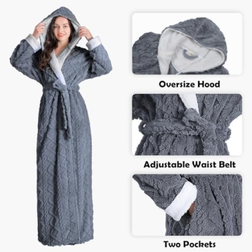 Oksun Women's Long Sherpa Fleece Robe for Cozy Comfort