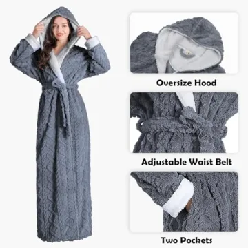 Oksun Women's Long Sherpa Fleece Robe for Cozy Comfort