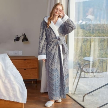 Oksun Women's Long Sherpa Fleece Robe for Cozy Comfort