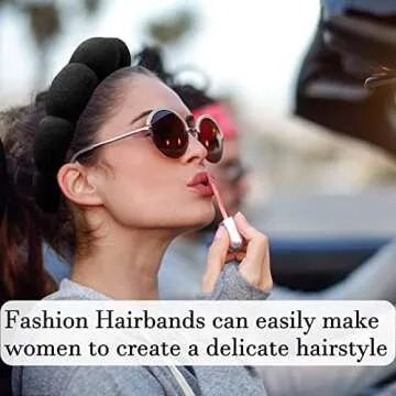 Spa Makeup Headband for Washing Face, Sponge Skincare Face Wash headbands for Women Girls - Bubble Soft Terry Towel Cloth Hair Band for Skincare Makeup Removal, Puffy Non Slip Thick Headwear(Black)