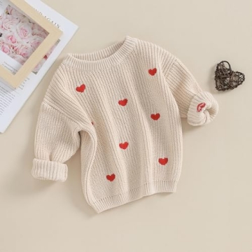 Baby Girl Valentines Day Outfit Cute Long Sleeve Sweater