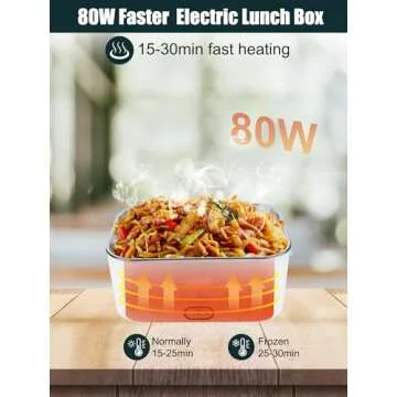 Buddew Electric Lunch Box 80W Food Heater 1.8L Large Capacity Heated Lunch Box 3 in 1 12V/24V/110V P...