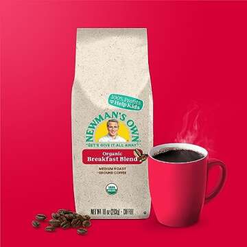 Newman's Own Organics Breakfast Blend, Ground Coffee, Fair Trade Certified, Medium Roast, Bagged 10oz