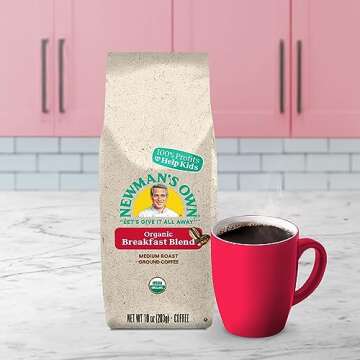 Newman's Own Organics Breakfast Blend, Ground Coffee, Fair Trade Certified, Medium Roast, Bagged 10oz