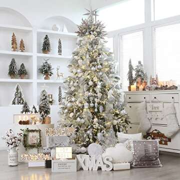 Sea Team 6-Inch-Wide Sheer Glitter Yarn Ribbon, Decorative Mesh Ribbon for Christmas Trees, Wreaths, Garlands, Art Crafts, Seasonal Decorations (3-Pack, 10-Yard/Pack, White)