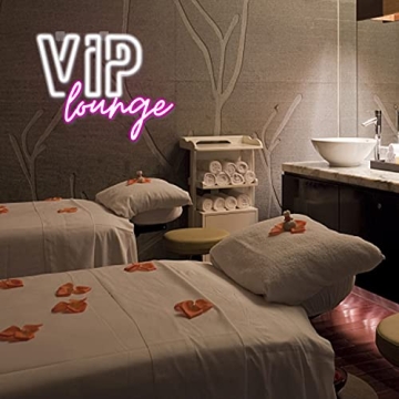 Horseneon VIP Lounge Neon Signs for Wall Decor, VIP Neon Lights Signs for Room Decor, Led Light Up Sign with USB Powered for Bar, Hotel, Cafe, VIP Room, Home Decoration (Pink&White)