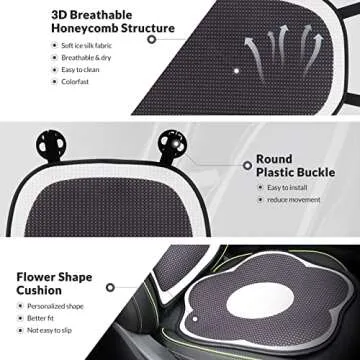 Flying Ideas Cute Car Seat Covers Full Set, Universal Fit for Most Cars SUV Pick-up Truck Sedan, Fit for Tesla, Car Accessories for Women Interior, Automotive Vehicle Auto Interior Décor (Full Set)