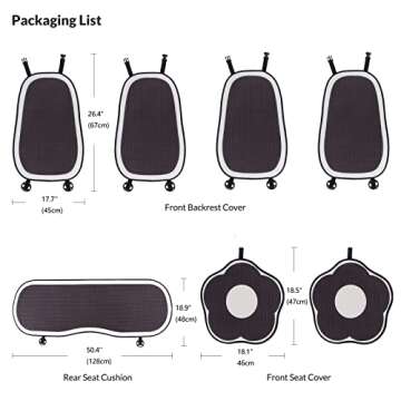 Flying Ideas Cute Car Seat Covers Full Set, Universal Fit for Most Cars SUV Pick-up Truck Sedan, Fit for Tesla, Car Accessories for Women Interior, Automotive Vehicle Auto Interior Décor (Full Set)