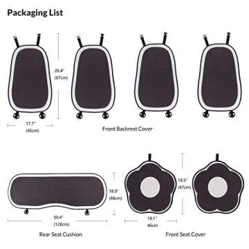 Flying Ideas Cute Car Seat Covers Full Set, Universal Fit for Most Cars SUV Pick-up Truck Sedan, Fit for Tesla, Car Accessories for Women Interior, Automotive Vehicle Auto Interior Décor (Full Set)