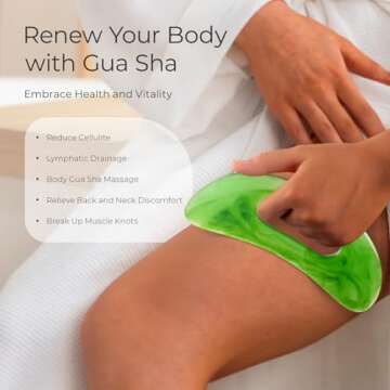 Scienlodic Body Gua Sha Massage Tool with Handle, Larger Guasha Tool for Back Neck Face Leg Massage, Lymphatic Drainage, Cellulite Remove
