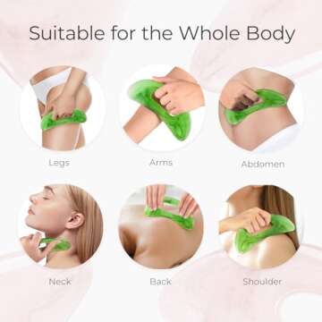 Scienlodic Body Gua Sha Massage Tool with Handle, Larger Guasha Tool for Back Neck Face Leg Massage, Lymphatic Drainage, Cellulite Remove