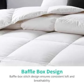 APSMILE Super King Luxury 100% Organic Cotton All Season Down Feather Fibers Comforter, High Fill Power Medium Warmth Duvet Insert (120x120, Ivory White)