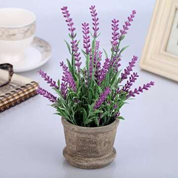 Set of 2 Louis Garden Artificial Mini Potted Plants Home Decoration … (Daisy) (Lavender)