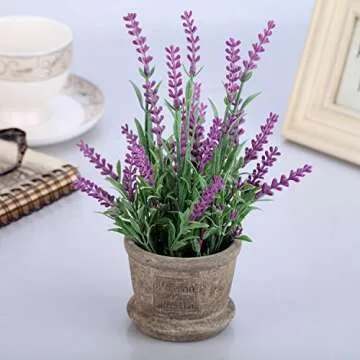 Set of 2 Louis Garden Artificial Mini Potted Plants Home Decoration … (Daisy) (Lavender)