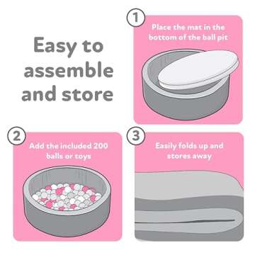 Nuby Velvet Ball Pit, Soft Play Foam Ball Pits for Baby and Toddlers with 200 Colored Balls Included, Ball Pit Playpen, Indoor Play Gym, Outdoor Play Ball Pit for Babies, Bounce Ball Game Pink & Gray