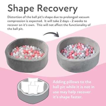 Nuby Velvet Ball Pit, Soft Play Foam Ball Pits for Baby and Toddlers with 200 Colored Balls Included, Ball Pit Playpen, Indoor Play Gym, Outdoor Play Ball Pit for Babies, Bounce Ball Game Pink & Gray