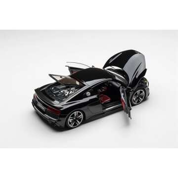 FloZ for KENGFAI for Audi for R8 for Coupe V10 Sports Car Hard Top Black 1/18 Truck Pre-Built Model