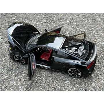 FloZ for KENGFAI for Audi for R8 for Coupe V10 Sports Car Hard Top Black 1/18 Truck Pre-Built Model