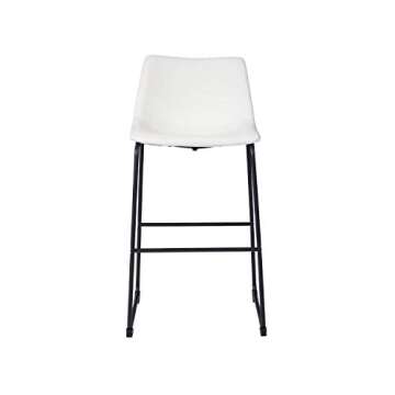 Signature Design by Ashley Centiar Urban Industrial 28.75" Pub Height Bucket Seat Barstool, 2 Count, White