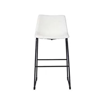Signature Design by Ashley Centiar Urban Industrial 28.75" Pub Height Bucket Seat Barstool, 2 Count, White