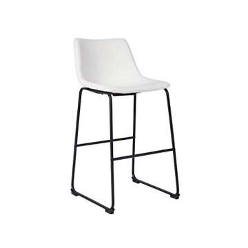 Signature Design by Ashley Centiar Urban Industrial 28.75" Pub Height Bucket Seat Barstool, 2 Count, White