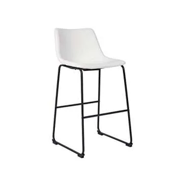 Signature Design by Ashley Centiar Urban Industrial 28.75" Pub Height Bucket Seat Barstool, 2 Count, White