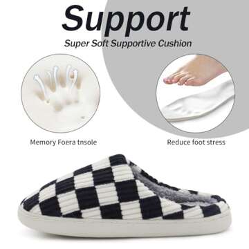 Dumhew Womens Mens House Checkered Slippers - Plaid Memory Foam Comfy Bedroom Indoor Home Slip On La...