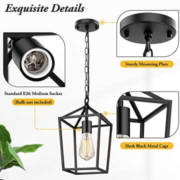 Farmhouse Black Pendant Light Adjustable for Kitchen Island