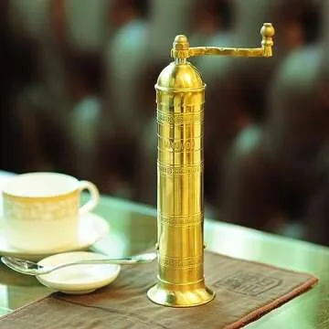 Makimoo Original Greek Pepper Mill, European Style Salt and Pepper Grinder, Brass, 9-Inch
