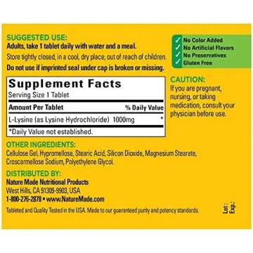 Nature Made L-Lysine 1000 mg - Clean & Effective Supplement