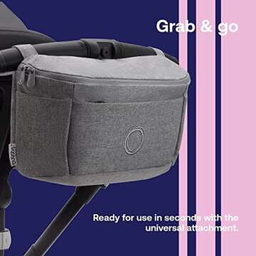 Bugaboo Organizer - Compact Size Multipocket Diaper Bag - Universal Compatible with Any Stroller - Attaches to the Handlebar - Midnight Black