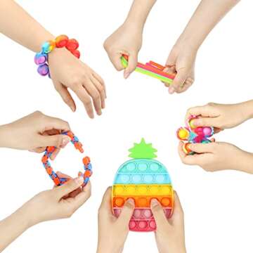 Fescuty Fidget Toys Pack Set Pop Fidgets Toy Sets Packs Fidget Toys Pack Stress Relief and Anti-Anxiety Tools Sensory Toys… (23 Packs)