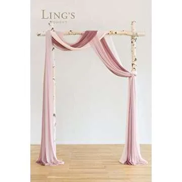 Ling's Moment Wedding Arch Draping Fabric 3 Panels 20Ft Chiffon Fabric,Sheer Draping Fabic for Wedding Arrangement Ceremony Reception Backdrop Party Swag Home Decor (Dusty Rose & Mauve & Blush)