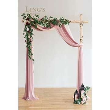 Ling's Moment Wedding Arch Draping Fabric 3 Panels 20Ft Chiffon Fabric,Sheer Draping Fabic for Wedding Arrangement Ceremony Reception Backdrop Party Swag Home Decor (Dusty Rose & Mauve & Blush)