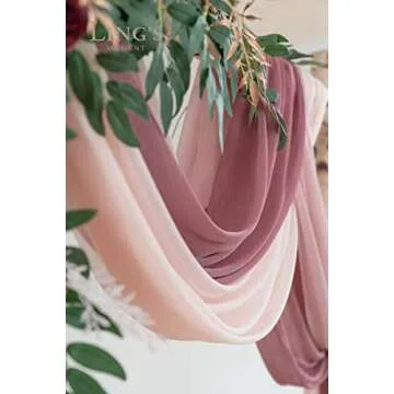 Ling's Moment Wedding Arch Draping Fabric 3 Panels 20Ft Chiffon Fabric,Sheer Draping Fabic for Wedding Arrangement Ceremony Reception Backdrop Party Swag Home Decor (Dusty Rose & Mauve & Blush)
