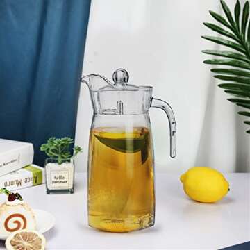 Hacaroa 2 Pack Clear Plastic Pitcher, 42 Oz Square Carafe