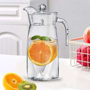Hacaroa 2 Pack Clear Plastic Pitcher, 42 Oz Square Carafe